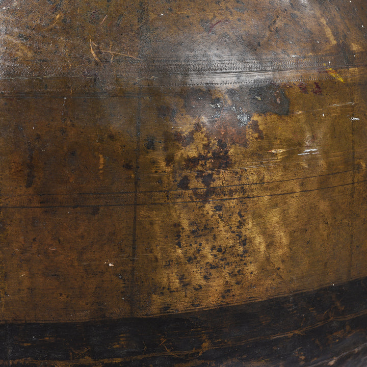 Texture Detail From Antique Brass Matka Water Pot From Kerala | Indigo Antiques