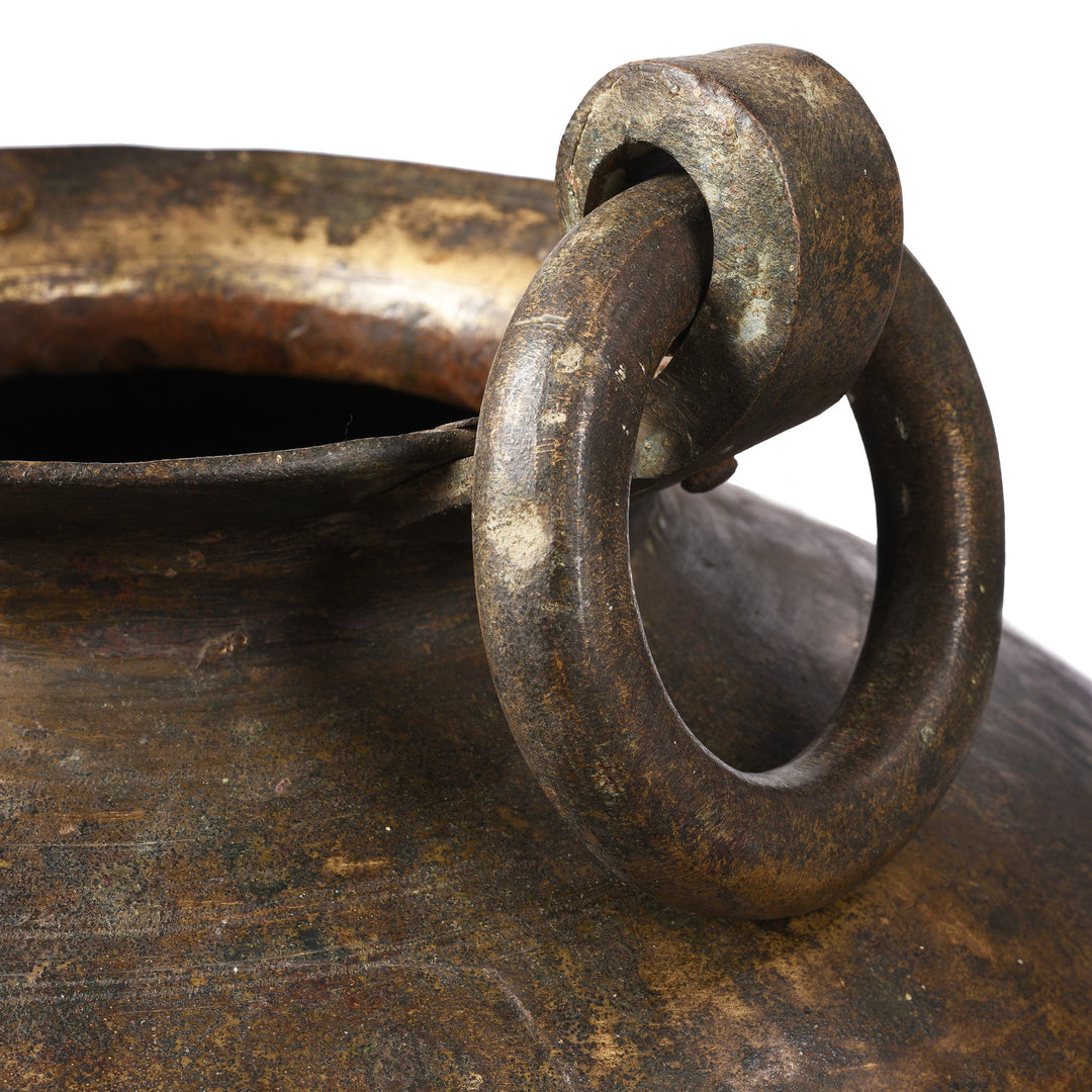 Handle Detail From Antique Brass Matka Water Pot From Kerala | Indigo Antiques