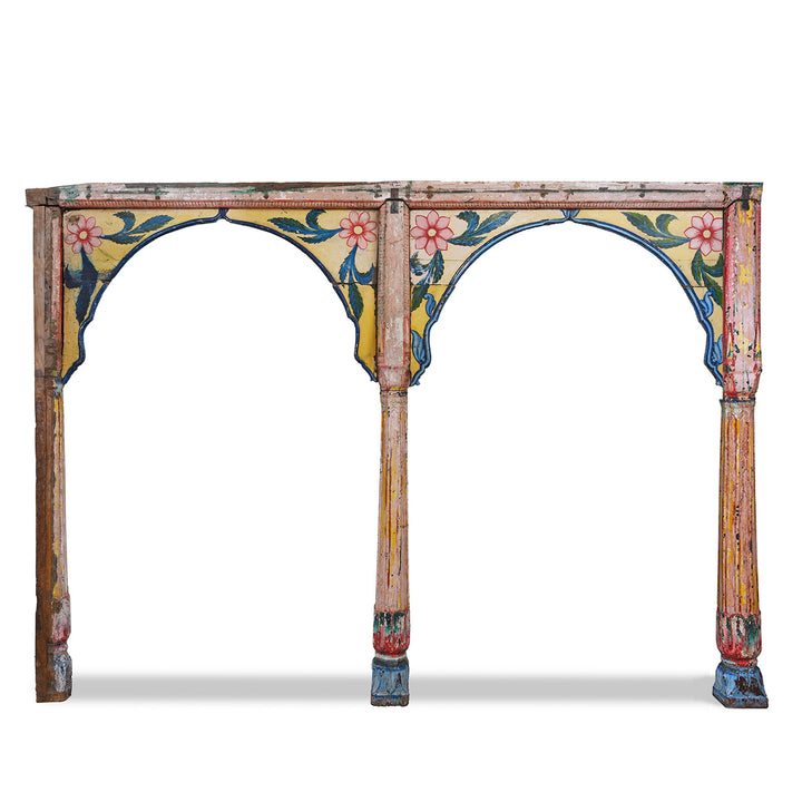 Antique Indian Painted Teak Double Arch From Maharashtra | Indigo Antiques