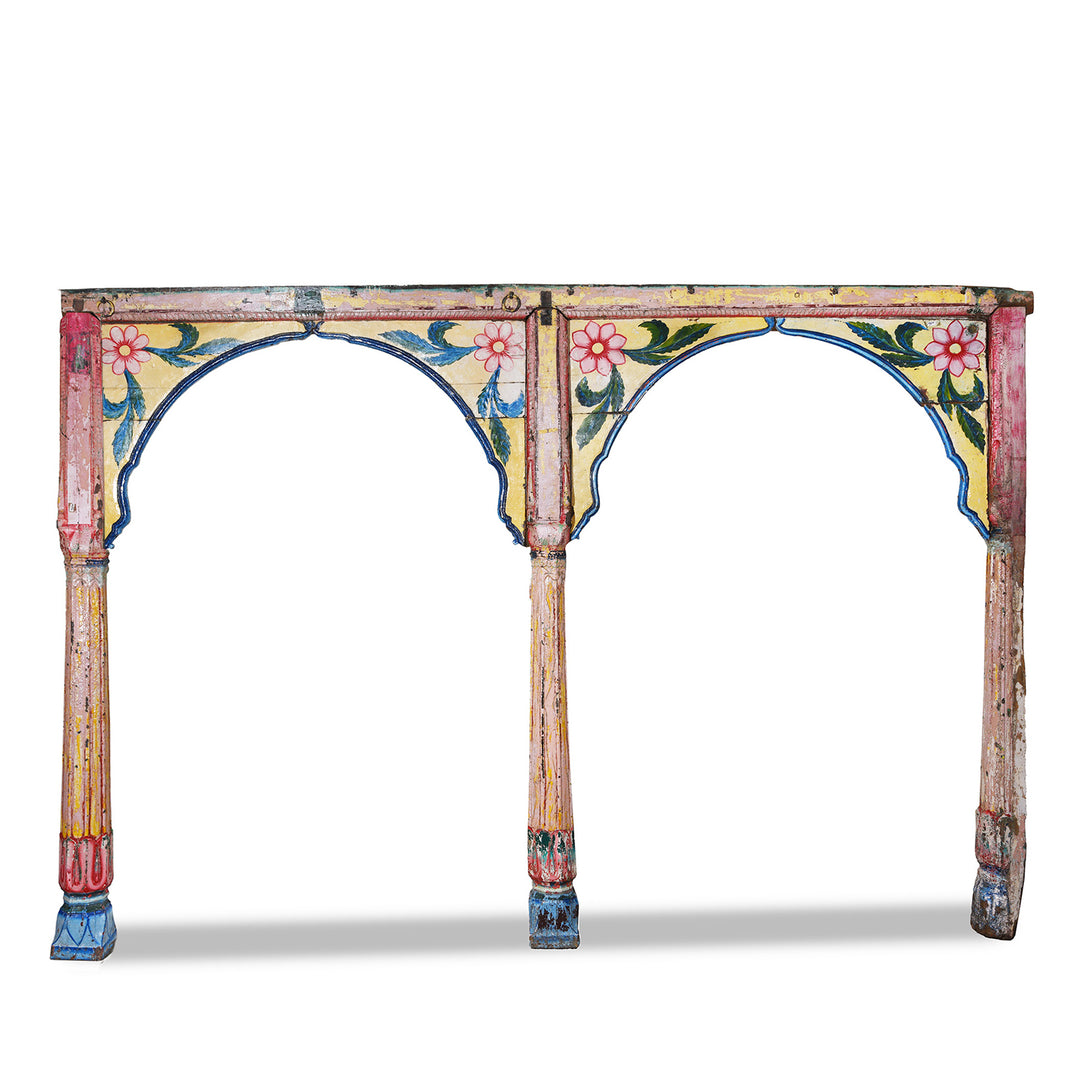 Antique Indian Painted Teak Double Arch From Maharashtra | Indigo Antiques