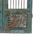 Blue Painted Teak Dog Gate From Gujarat - 19th Century
