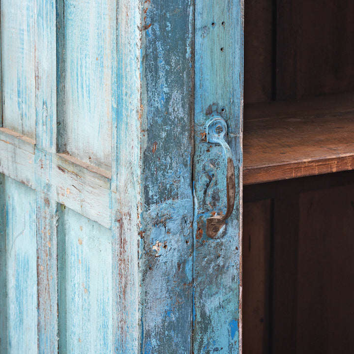 Handle Detail From Antique Indian Painted Teak Glazed Cabinet | Indigo Antiques