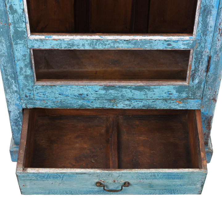 Drawer Interior View Of Antique Indian Painted Teak Glazed Cabinet | Indigo Antiques