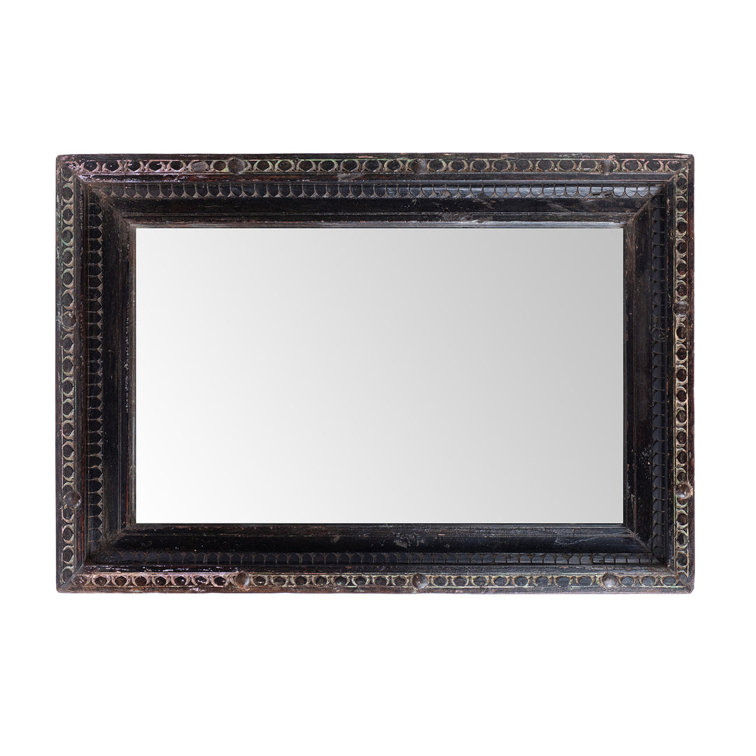 Portrait View Of Old Teak Mirror From Rajasthan | Indigo Antiques