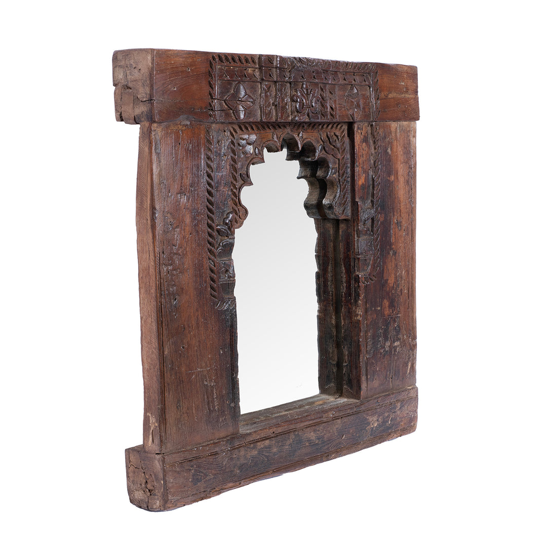 Angled VIew Of Antique Indian Mirror From Banswara Tribal Region | Indigo Antiques