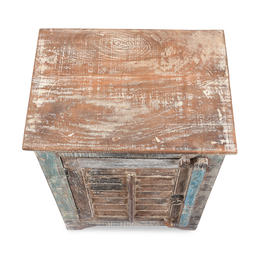 Top Down View Of Reclaimed Teak Louvre Bedside Cabinets | Indigo Antiques