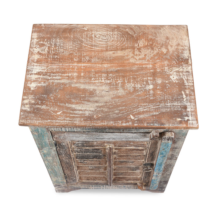Top Down View Of Reclaimed Teak Louvre Bedside Cabinets | Indigo Antiques