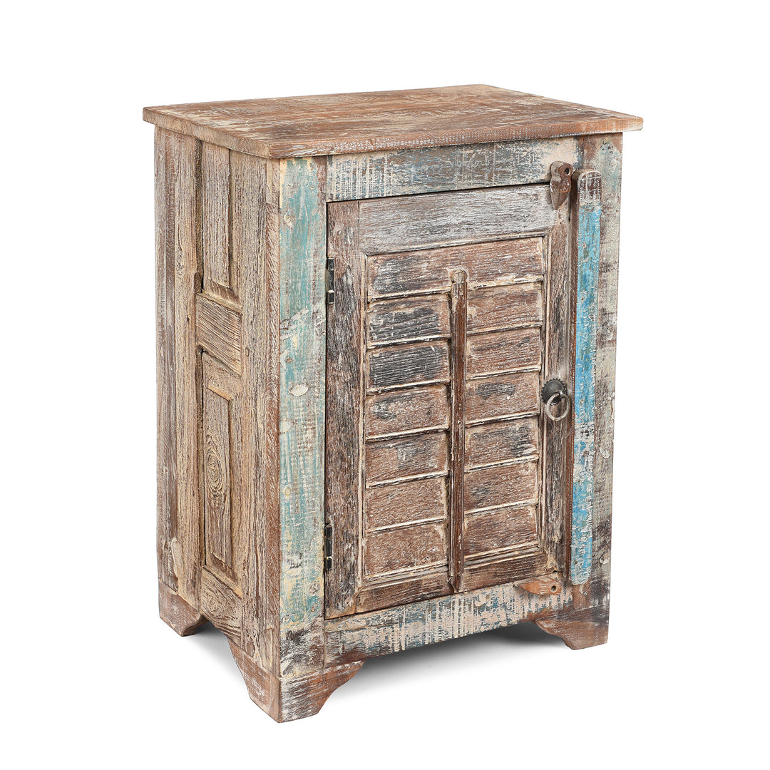 Reclaimed Teak Louvre Bedside Cabinets | Indigo Antiques