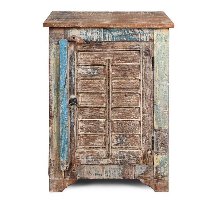 Right Opening Reclaimed Teak Louvre Bedside Cabinets | Indigo Antiques