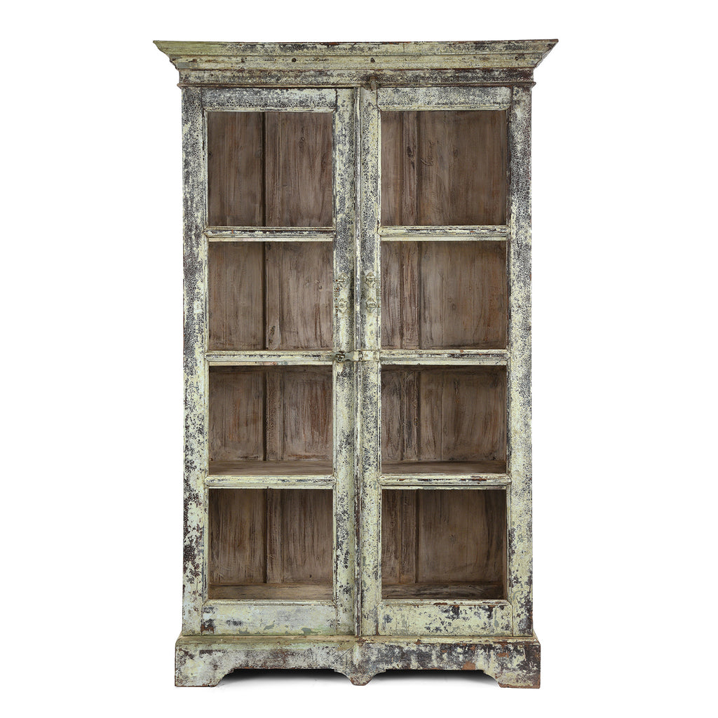 Glazed Painted Teak Indian Book Cabinet - Ca 1910