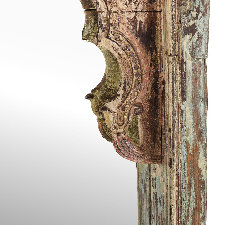Carving Detail From Indian Mirror Made From An Old Teak Window | Indigo Antiques
