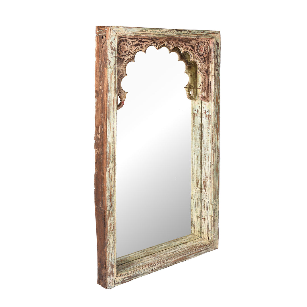 Depth Detail From Indian Mirror Made From An Old Teak Window | Indigo Antiques