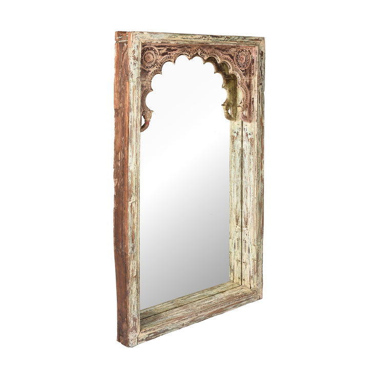 Depth Detail From Indian Mirror Made From An Old Teak Window | Indigo Antiques