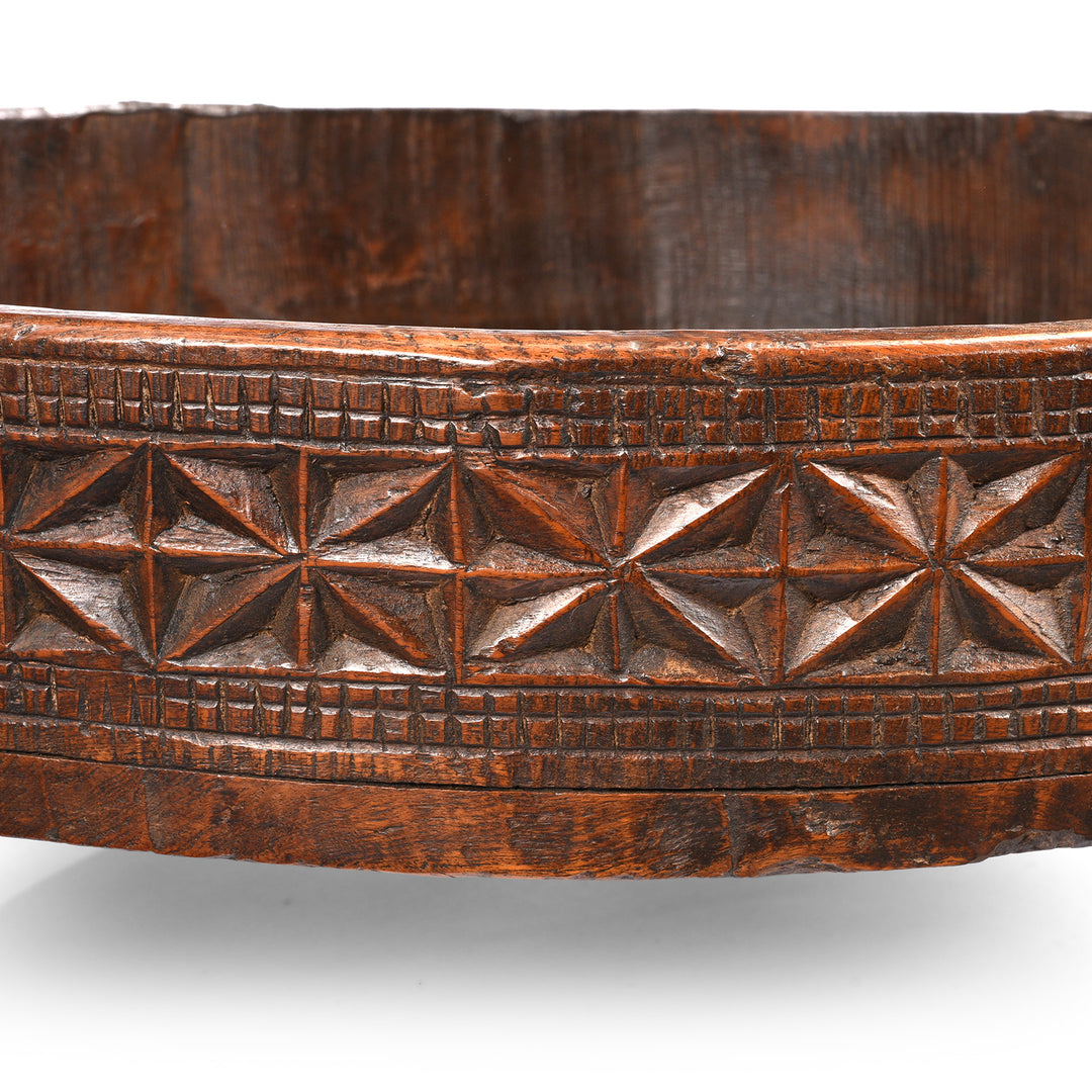 Carving Detail From Antique Indian Chakki Coffee Table From Rajasthan | Indigo Antiques