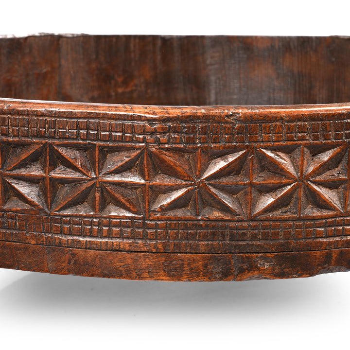 Carving Detail From Antique Indian Chakki Coffee Table From Rajasthan | Indigo Antiques