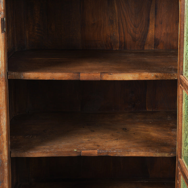 Detail From Interior Of Vintage Painted Teak Glazed Kitchen Cabinet  | Indigo Antiques