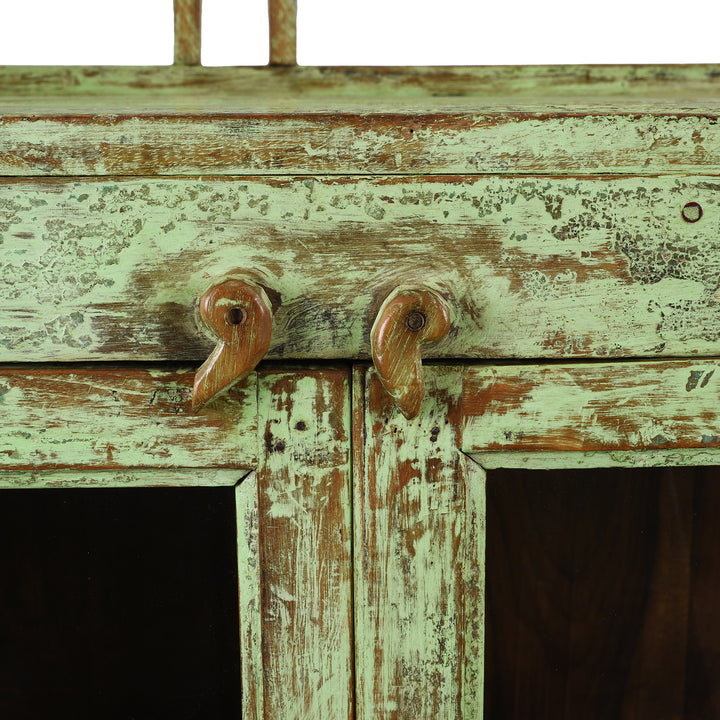 Latch Detail From Vintage Painted Teak Glazed Kitchen Cabinet  | Indigo Antiques