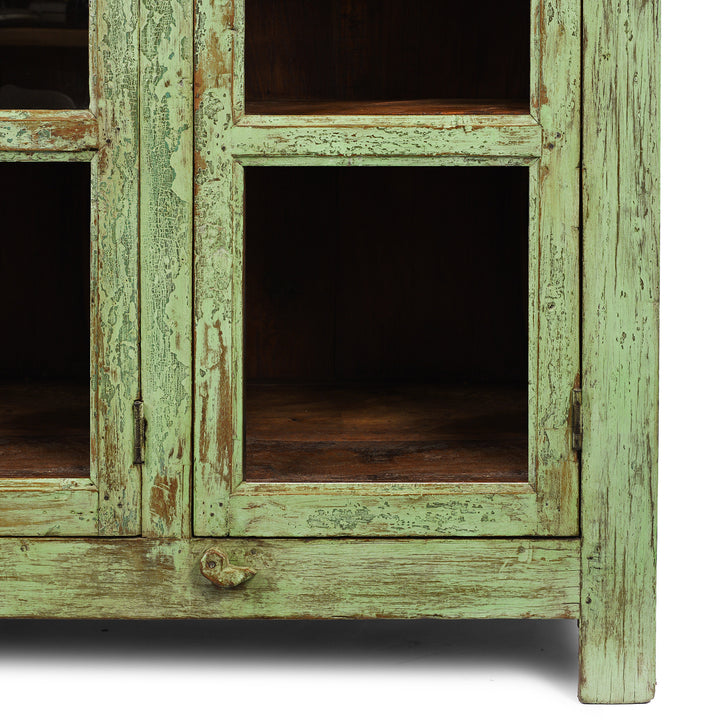 Leg Detail From Vintage Painted Teak Glazed Kitchen Cabinet  | Indigo Antiques
