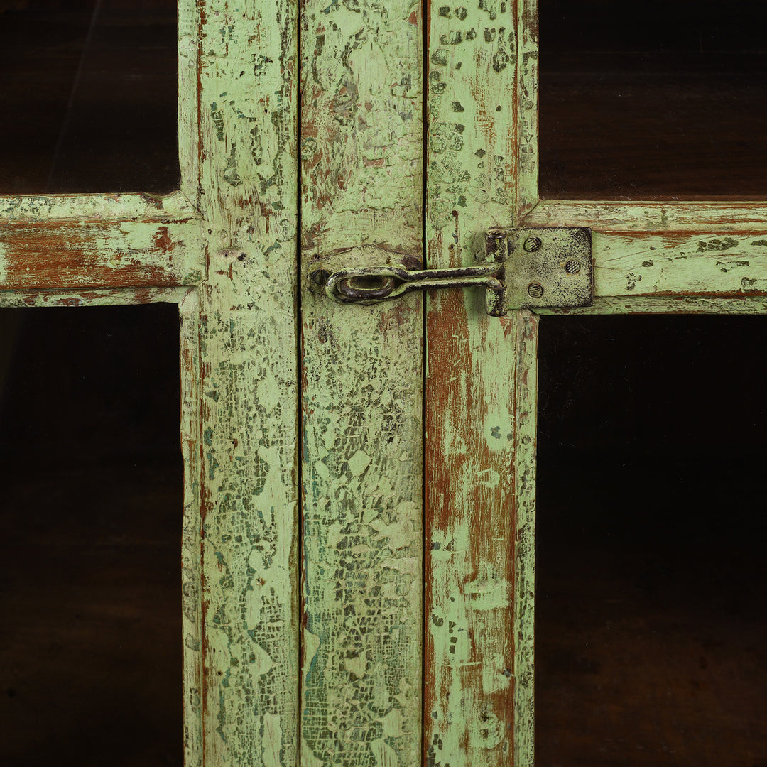 Latch Detail From Vintage Painted Teak Glazed Kitchen Cabinet  | Indigo Antiques