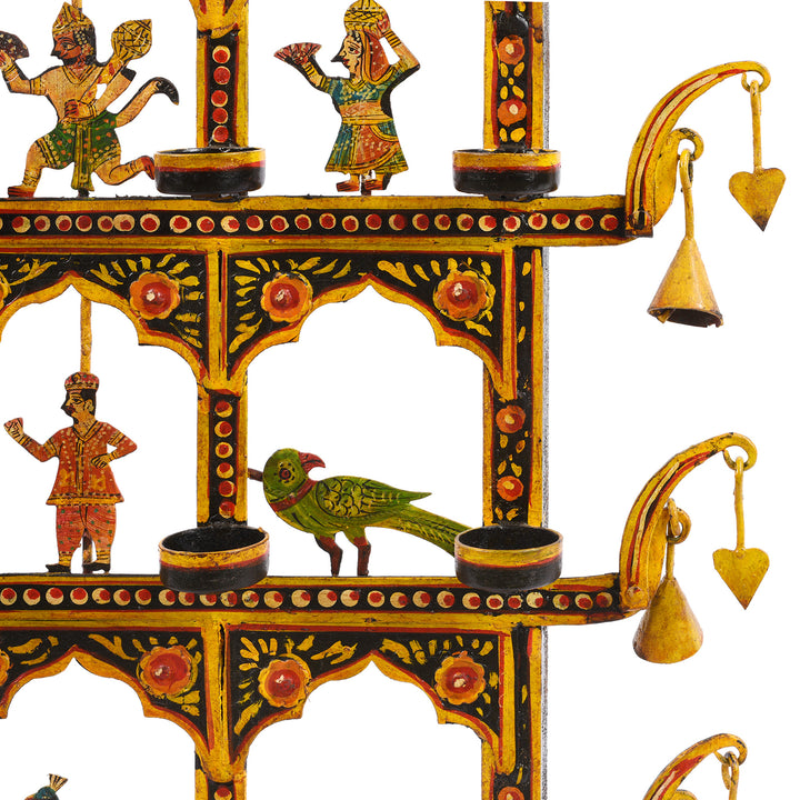 Detail From Painted Indian Iron Tribal "Toran" Diwali Lamp | Indigo Antiques