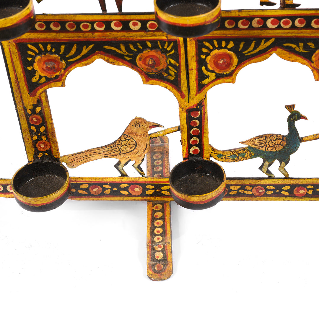 Stand Detail From Painted Indian Iron Tribal "Toran" Diwali Lamp | Indigo Antiques