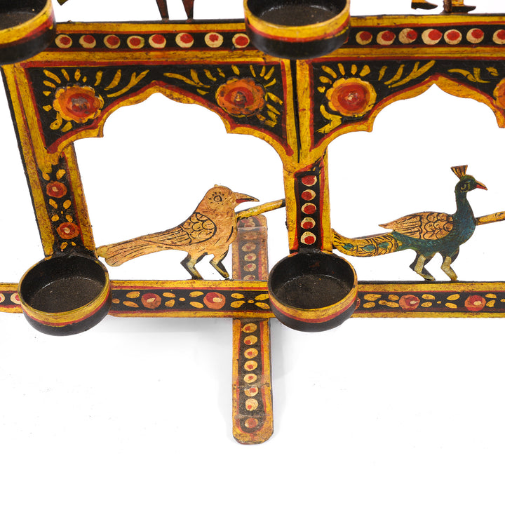 Stand Detail From Painted Indian Iron Tribal "Toran" Diwali Lamp | Indigo Antiques