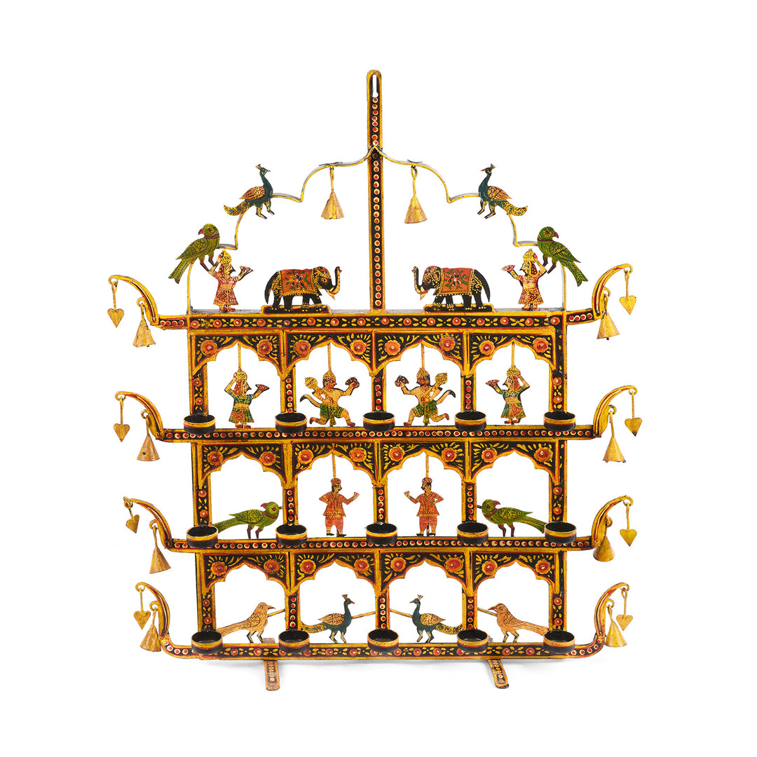 Painted Indian Iron Tribal "Toran" Diwali Lamp | Indigo Antiques