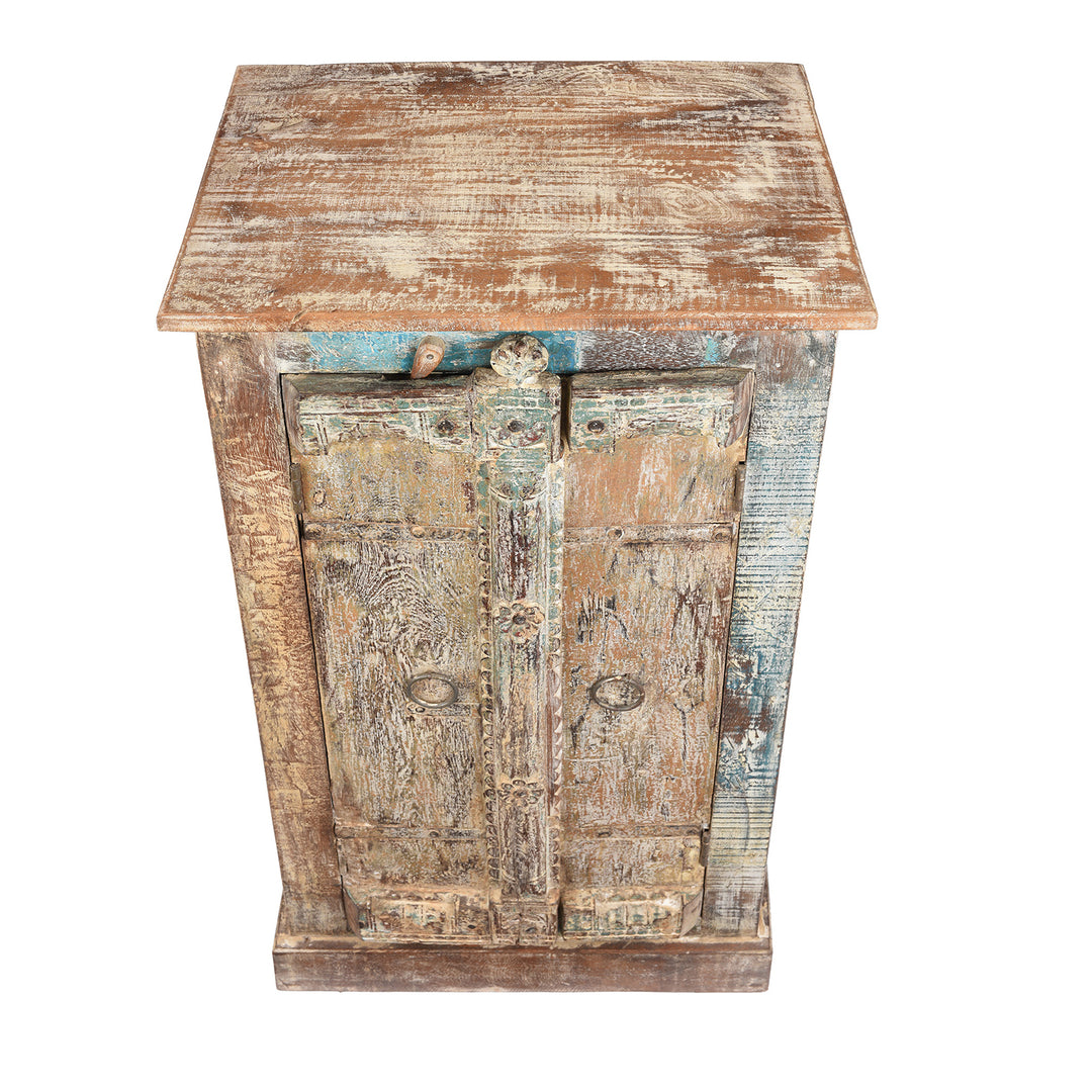 Top Down VIew Of Side Cabinet Made From Reclaimed Teak Window Shutters | Indigo Antiques
