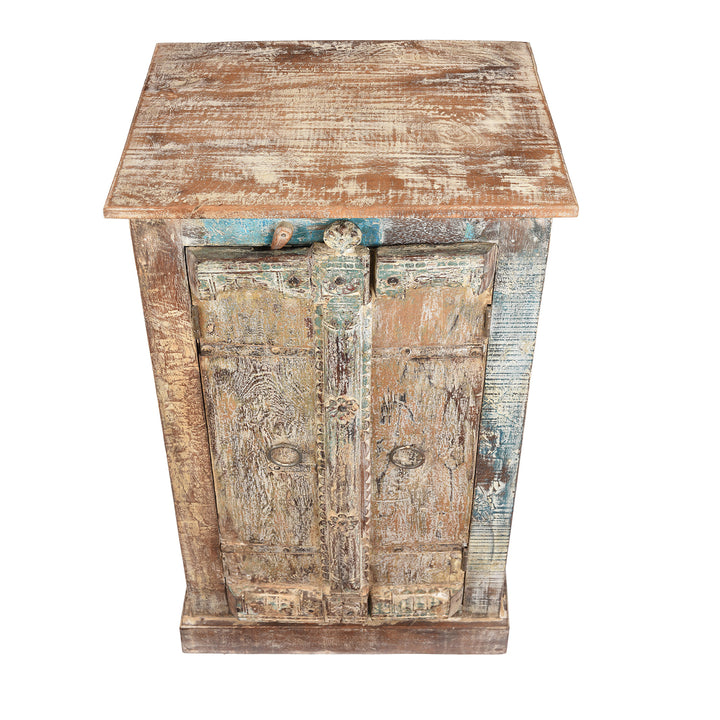 Top Down VIew Of Side Cabinet Made From Reclaimed Teak Window Shutters | Indigo Antiques