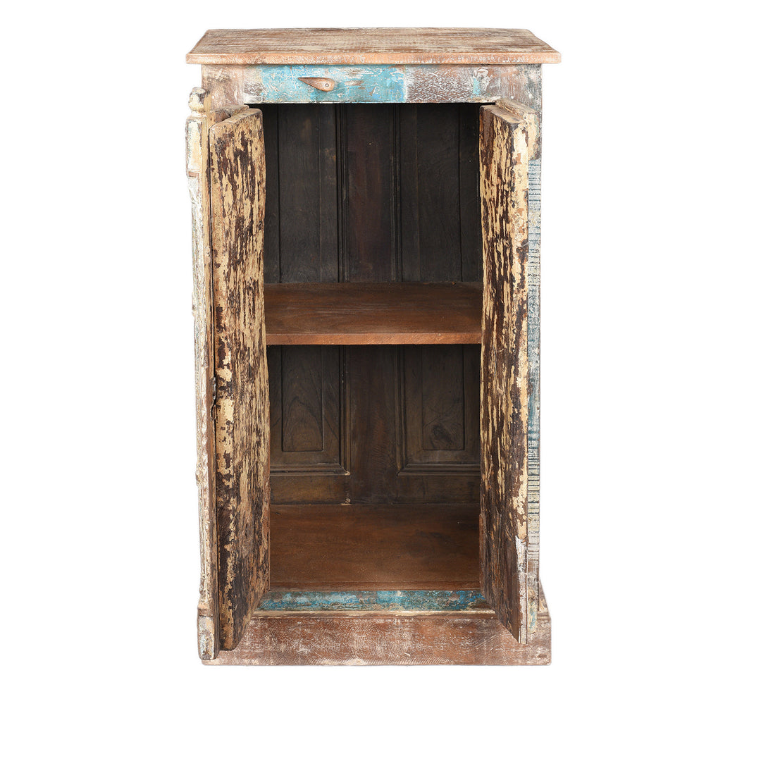 Interior Of Side Cabinet Made From Reclaimed Teak Window Shutters | Indigo Antiques