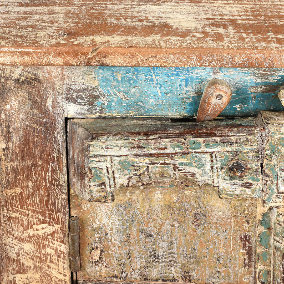 Detail From Side Cabinet Made From Reclaimed Teak Window Shutters | Indigo Antiques