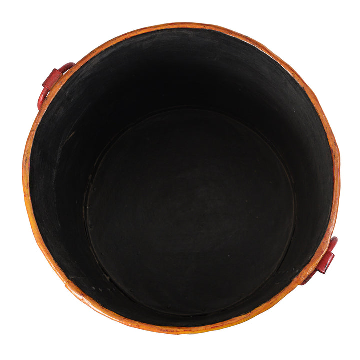 Blue Floral Hand painted Metal Bin / Planter | Indigo Antiques