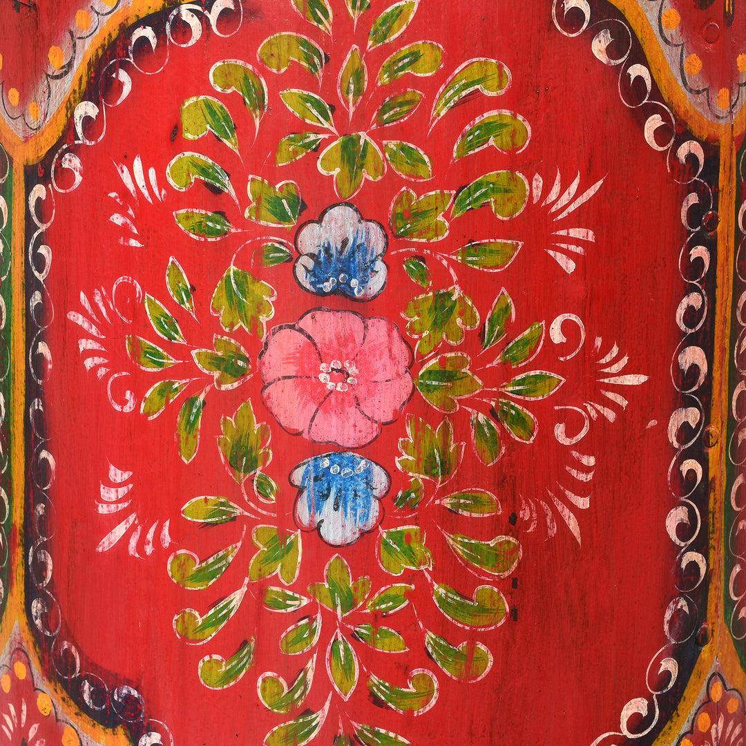 Blue Floral Hand painted Metal Bin / Planter | Indigo Antiques