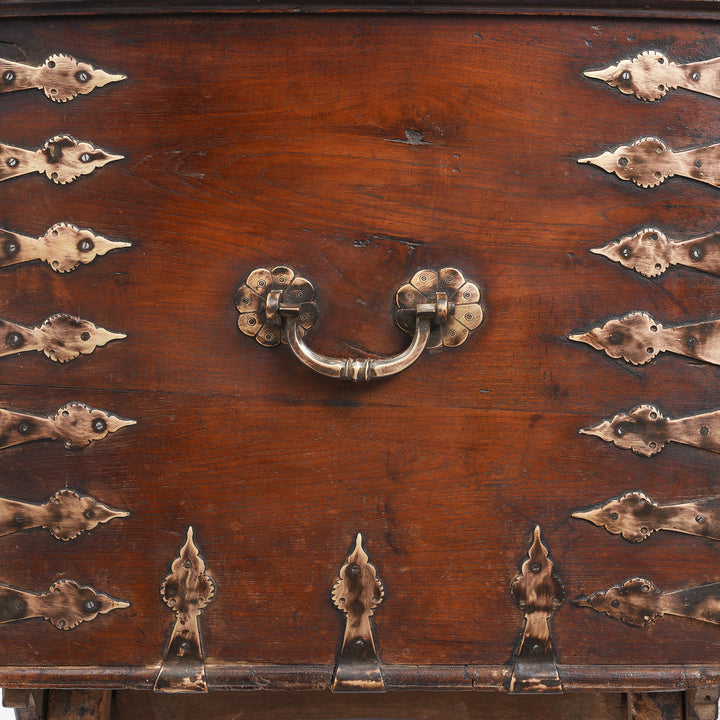 Handle Detail From Antique Brass Bound Indian Chest | Indigo Antiques