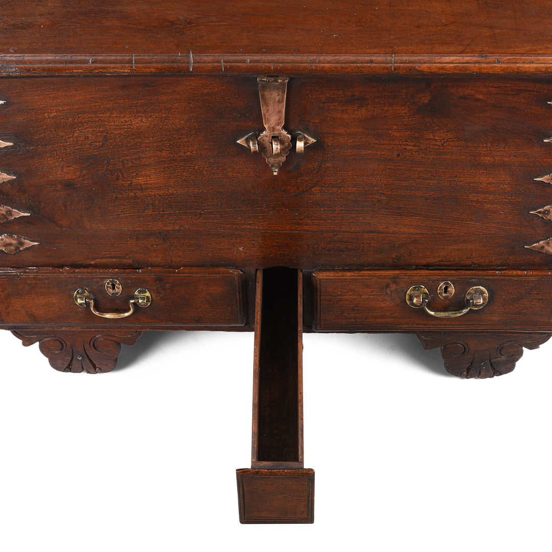 Middle Compartment Detail From Antique Brass Bound Indian Chest | Indigo Antiques