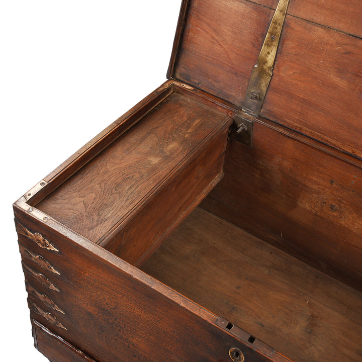 Candle Compartment Detail From Antique Brass Bound Indian Chest | Indigo Antiques
