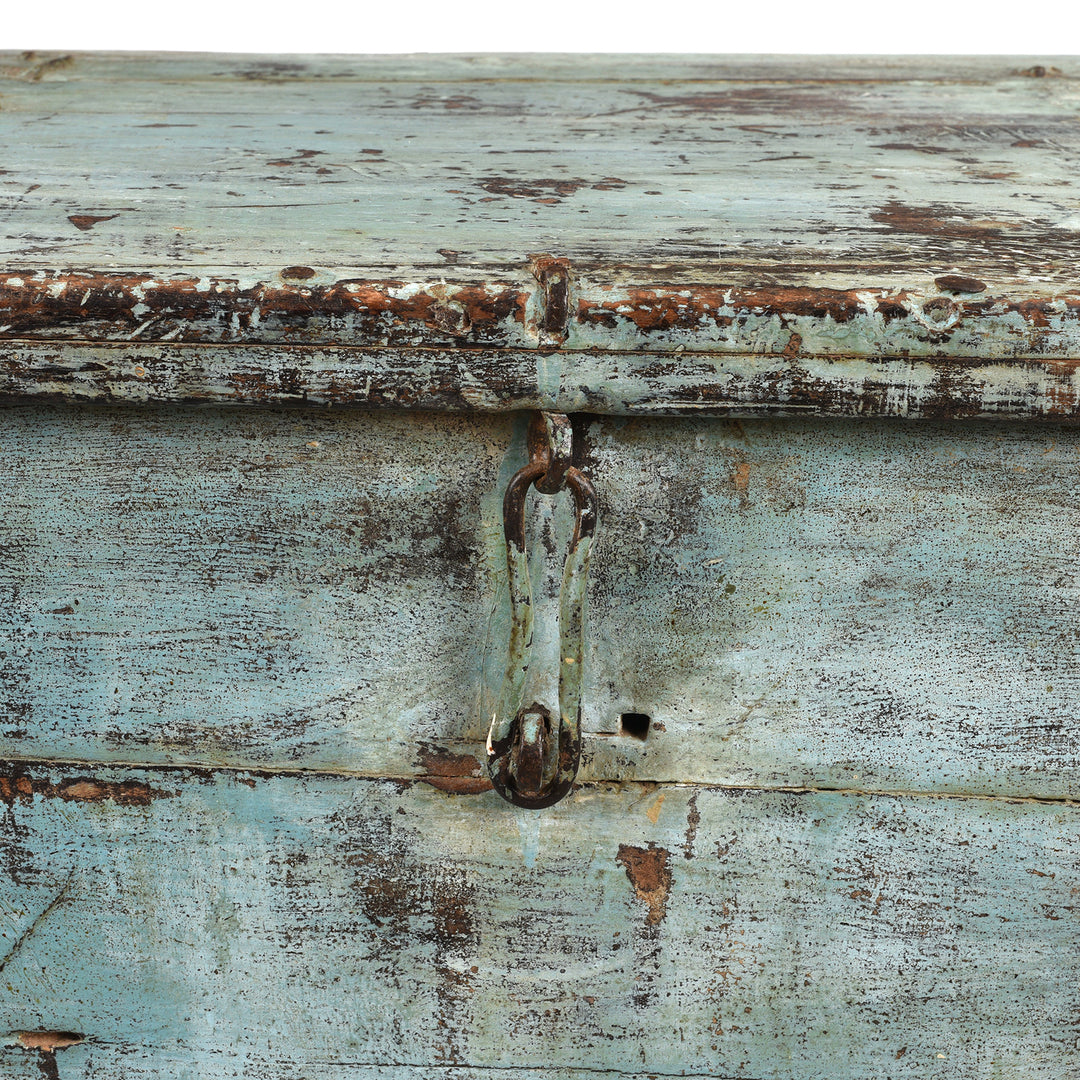Blue Painted Chest From Gujarat - Ca 1900