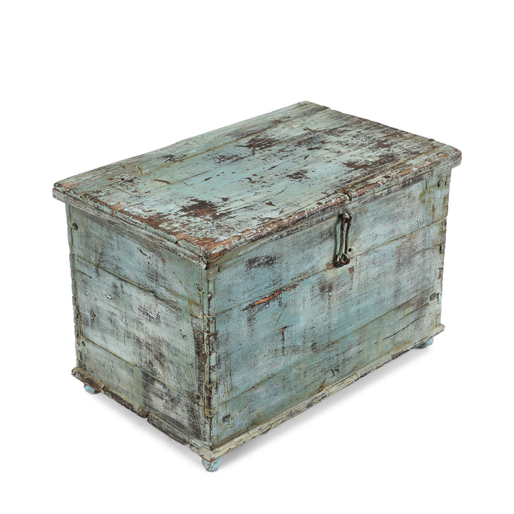 Blue Painted Chest From Gujarat - Ca 1900