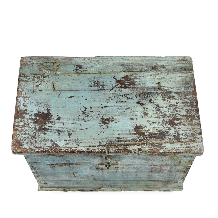 Blue Painted Chest From Gujarat - Ca 1900