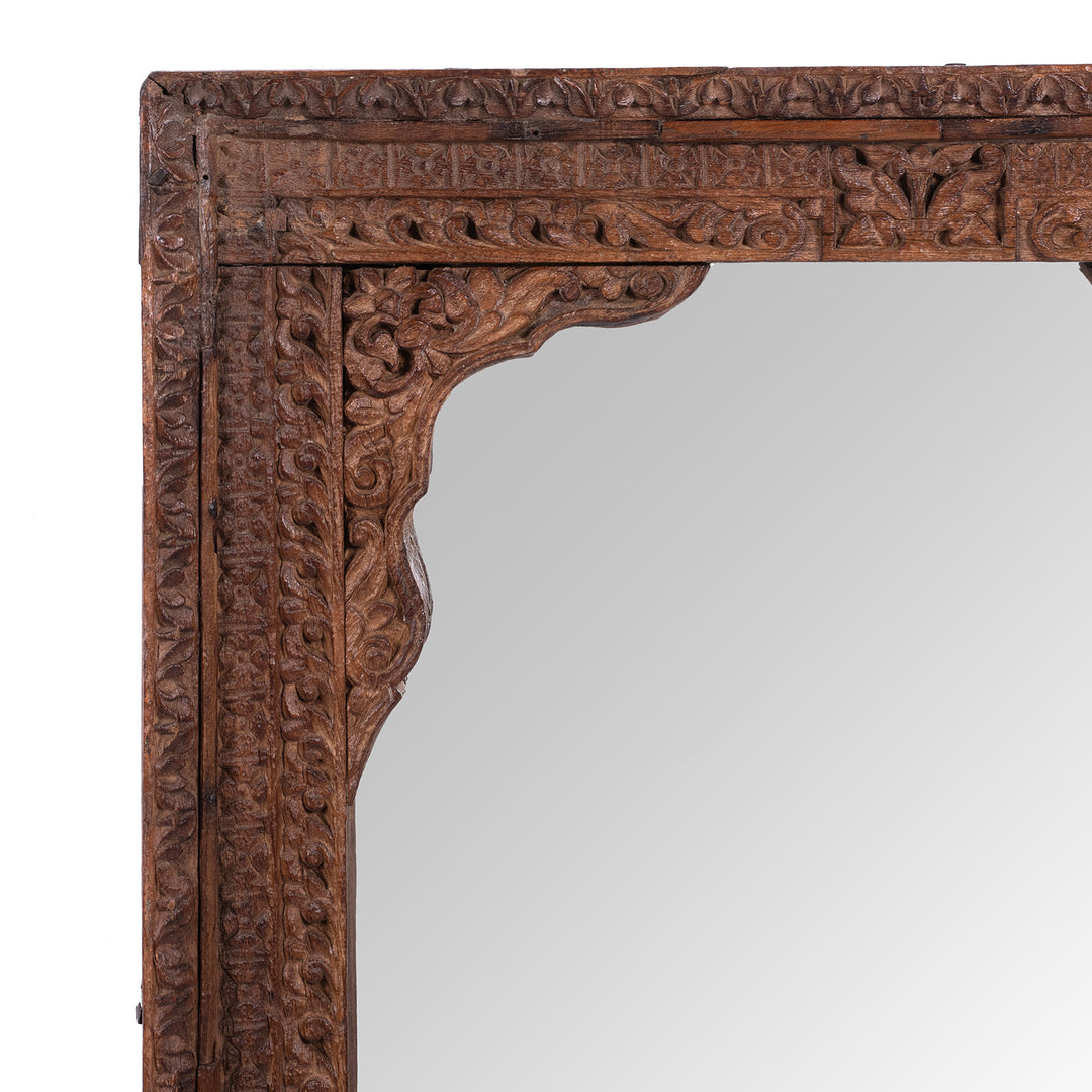 Corner Detail from Antique Indian Window Mirror From Shekhawati | Indigo Antiques