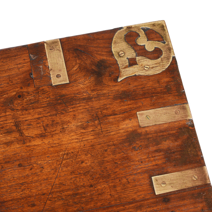 Decorative Metalwork Detail From Antique Indian Brass Bound Indian Teak Coin Chest | Indigo Antiques