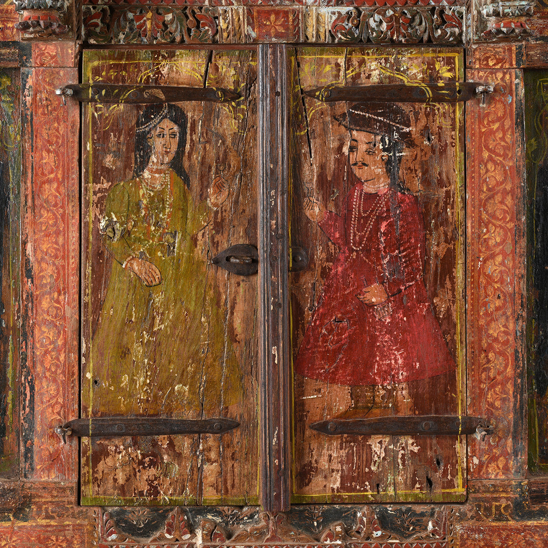 Character Detail From Antique Painted Window Jharokha From Dungapur | Indigo Antiques