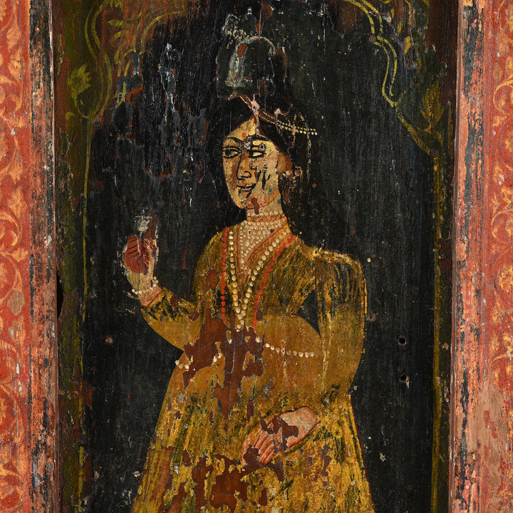 Face Detail From Antique Painted Window Jharokha From Dungapur | Indigo Antiques