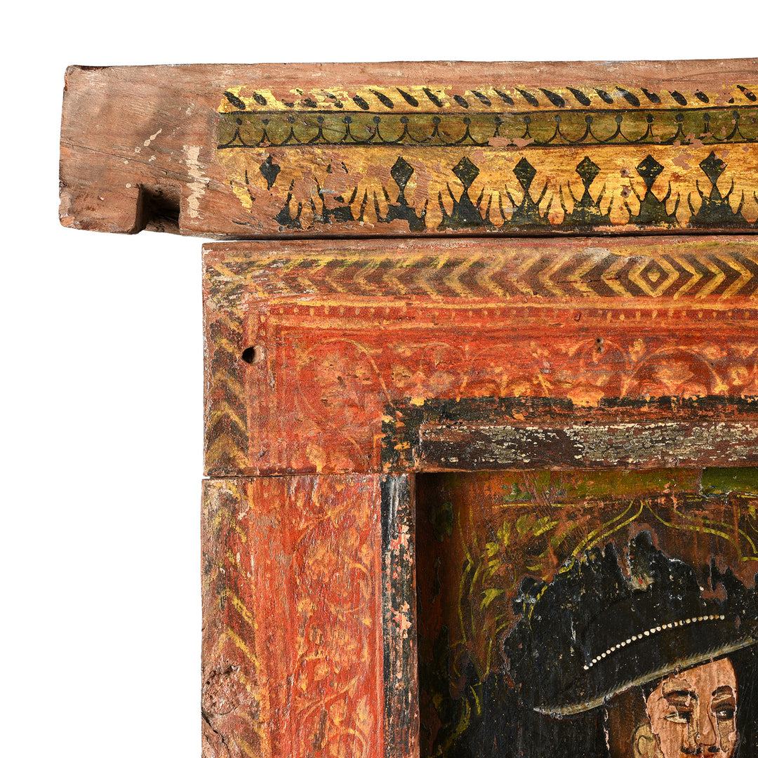 Corner Detail From Antique Painted Window Jharokha From Dungapur | Indigo Antiques
