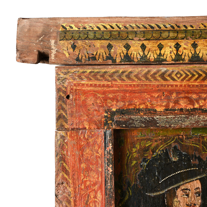 Corner Detail From Antique Painted Window Jharokha From Dungapur | Indigo Antiques