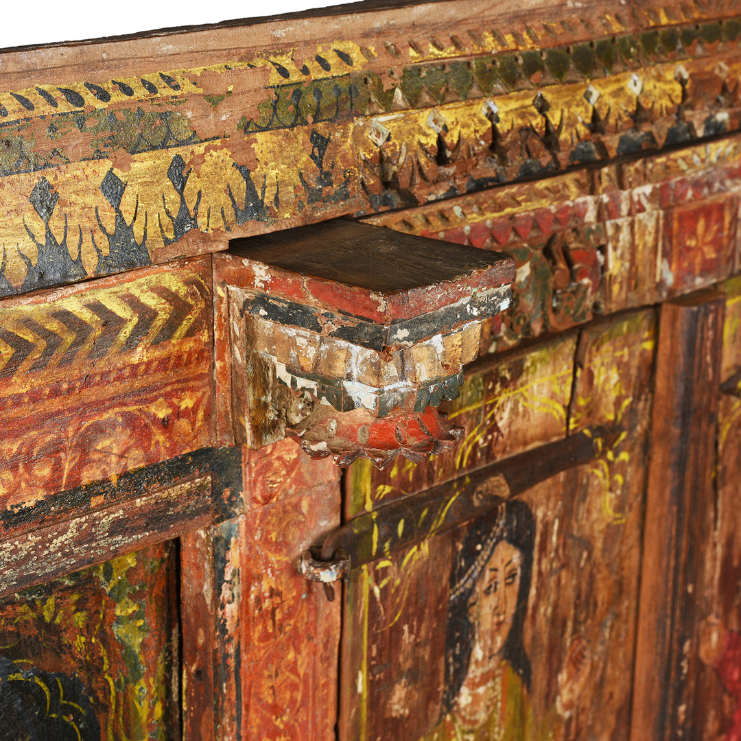 Detail From Antique Painted Window Jharokha From Dungapur | Indigo Antiques