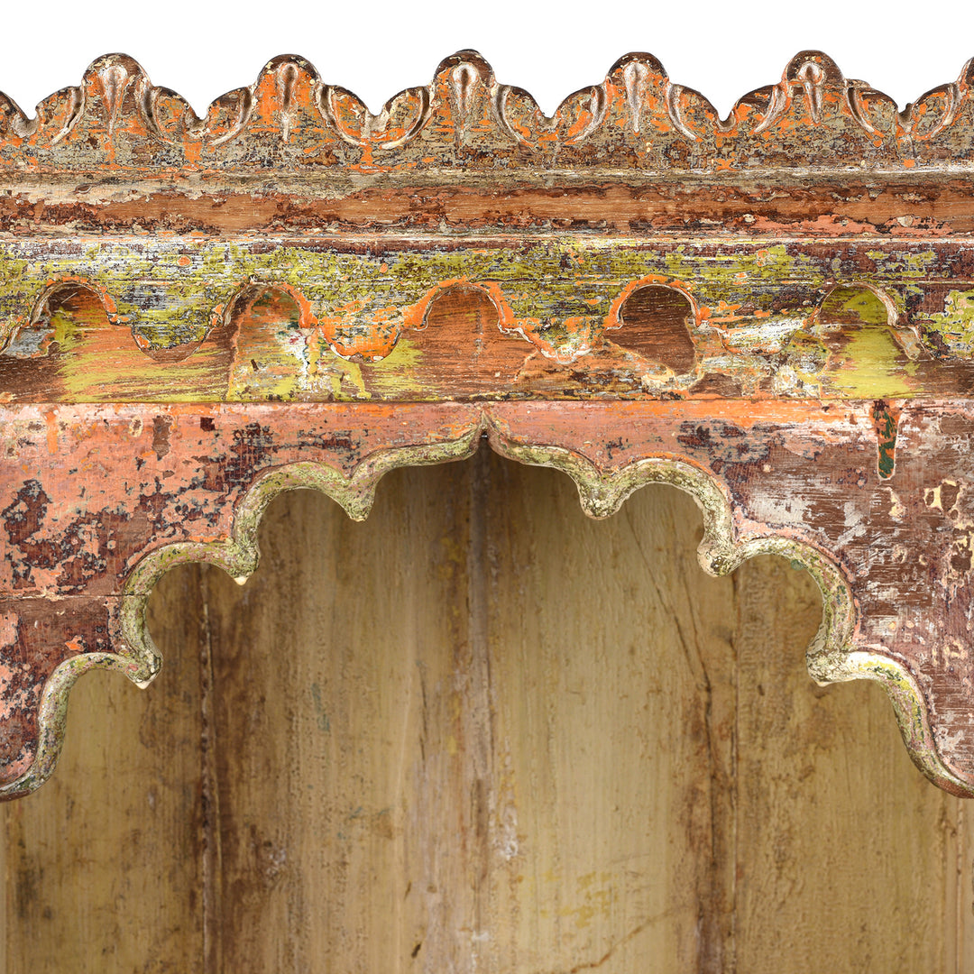 Detail From Antique Painted Teak House Shrine Side Cabinet From Gujarat | indigo Antiques