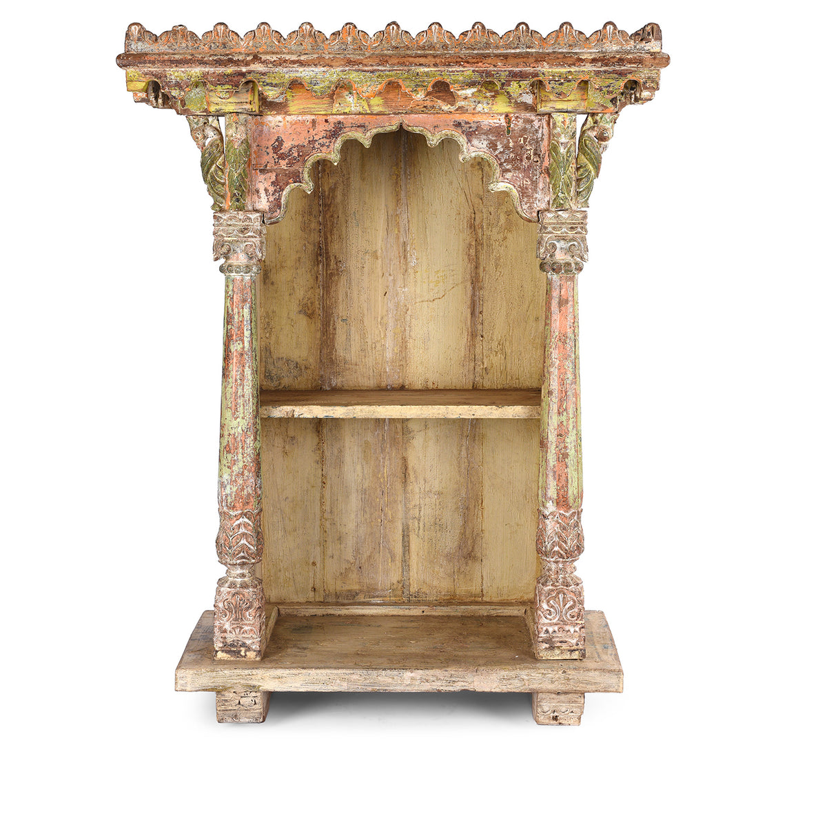 Antique Painted Teak House Shrine Side Cabinet From Gujarat | indigo Antiques