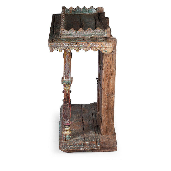 Side View Of Painted Teak Gujarat House Shrine Mughal Arch Early Nineteenth Century