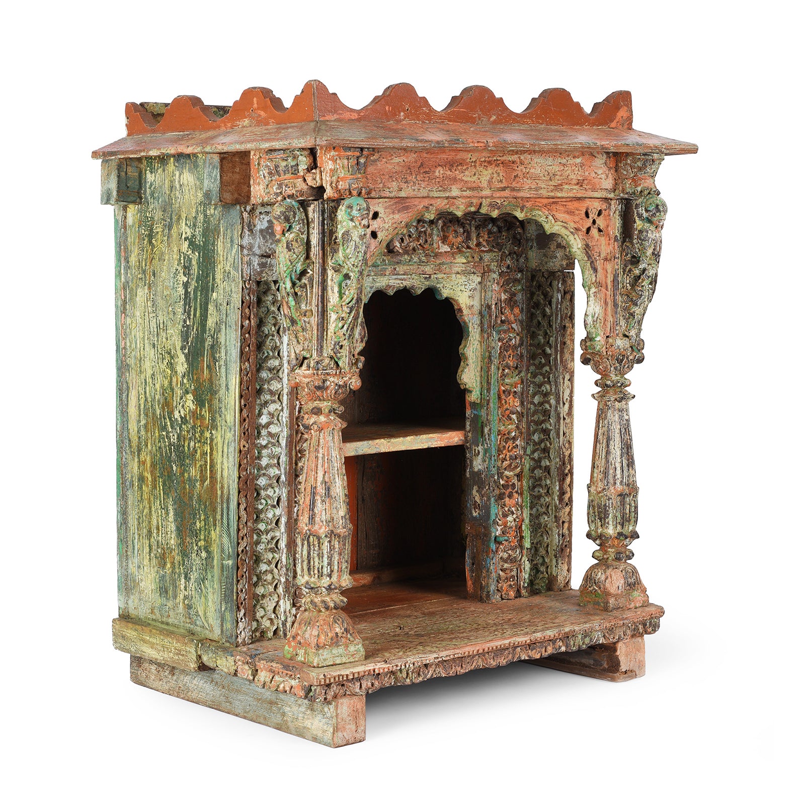 Antique Painted Teak House Shrine From Gujarat | indigo Antiques